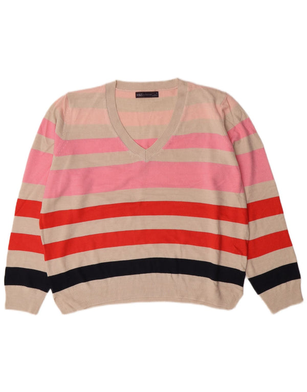 MARKS & SPENCER Damen-Pullover mit V-Ausschnitt, Gr. 14, mittelmehrfarbig