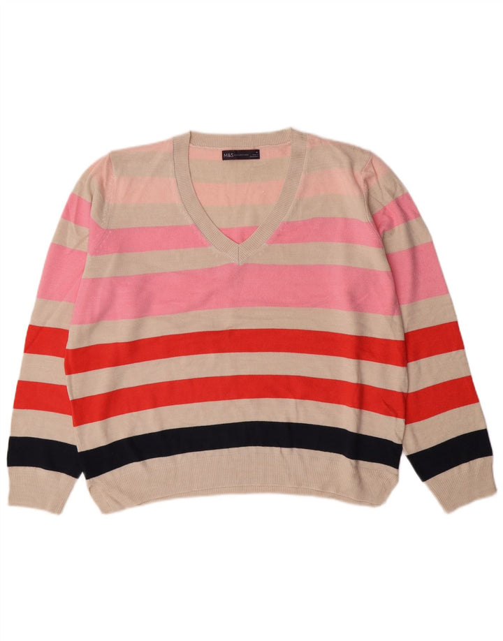 MARKS & SPENCER Damen-Pullover mit V-Ausschnitt, Gr. 14, mittelmehrfarbig