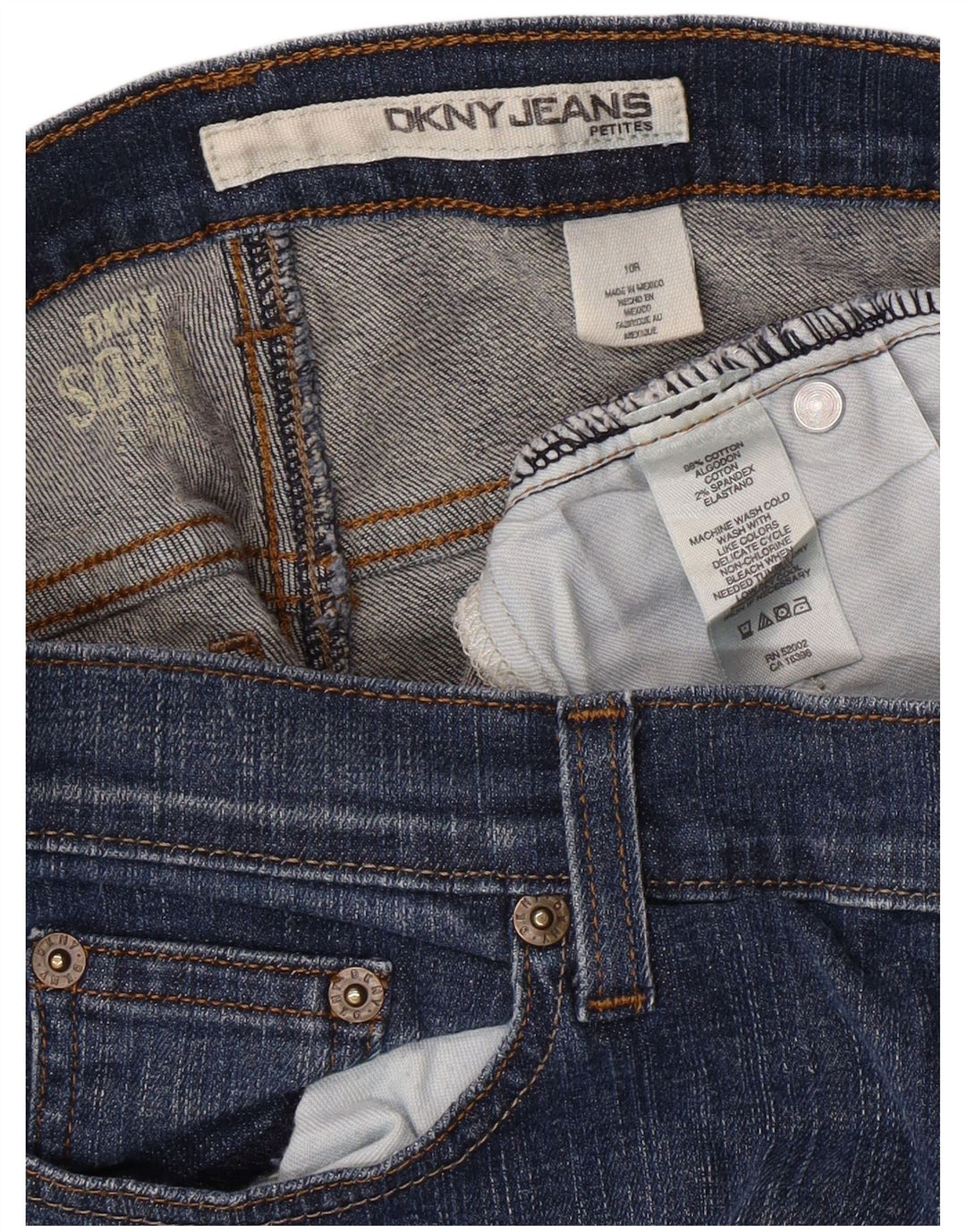 DKNY Damen Petites Bootcut Jeans US 10 Large W30 L26 Blaue Baumwolle