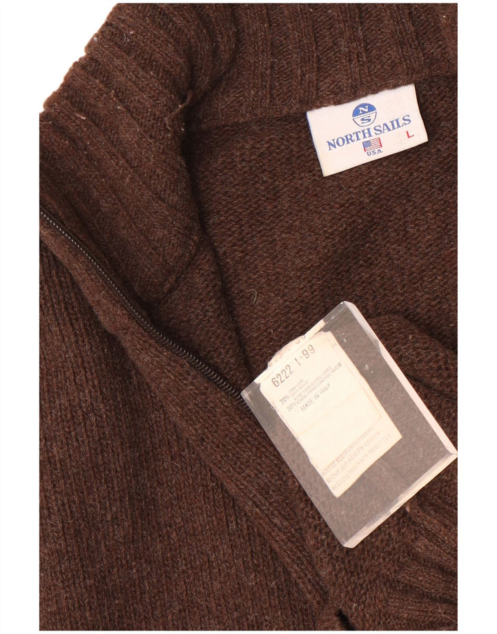North Sails Herren-Pullover mit Reißverschluss am Hals, große braune Wolle
