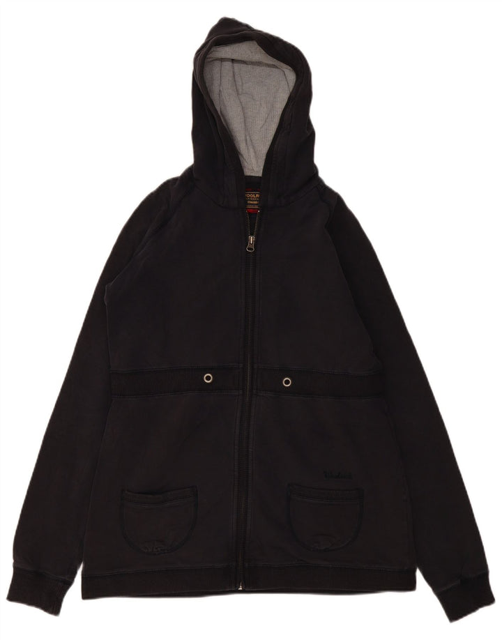Woolrich Damen-Kapuzenpullover mit Reißverschluss, UK 12, mittelschwarz, Baumwolle