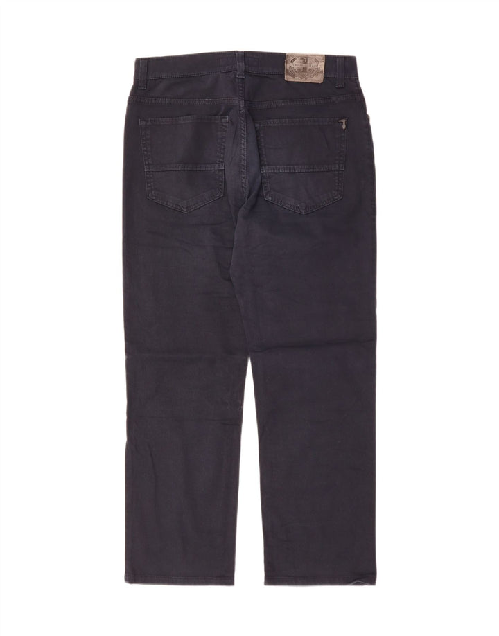 Trussardi Herren-Freizeithose, gerade, W33, L27, Marineblau, Polyester