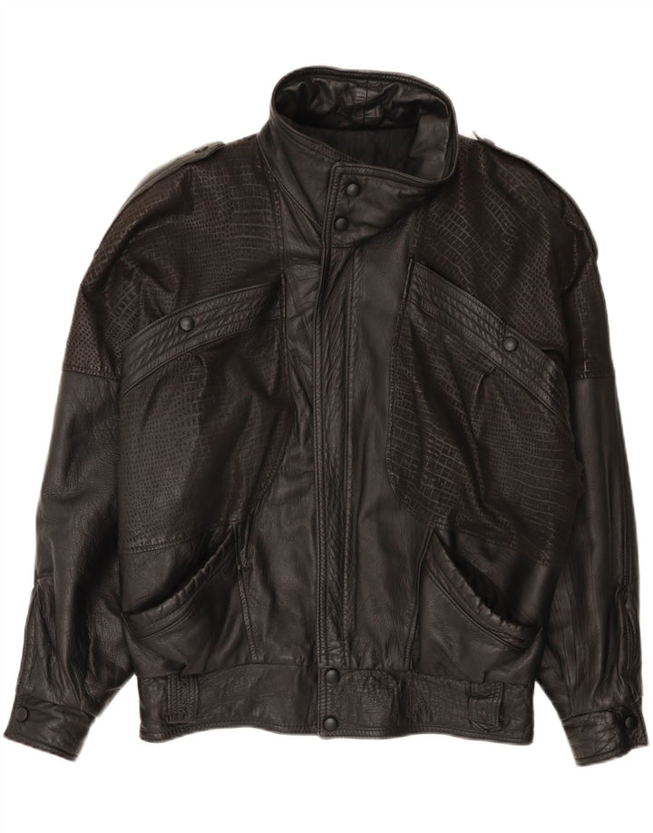 Vintage Herren Loose Fit Lederjacke IT 46 Kleines schwarzes Leder