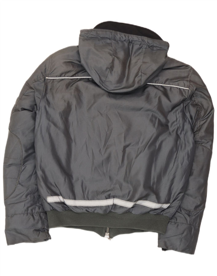 PEUTEREY Herren Bomberjacke mit Kapuze, wattiert, UK 38, mittelgrau, Polyamid