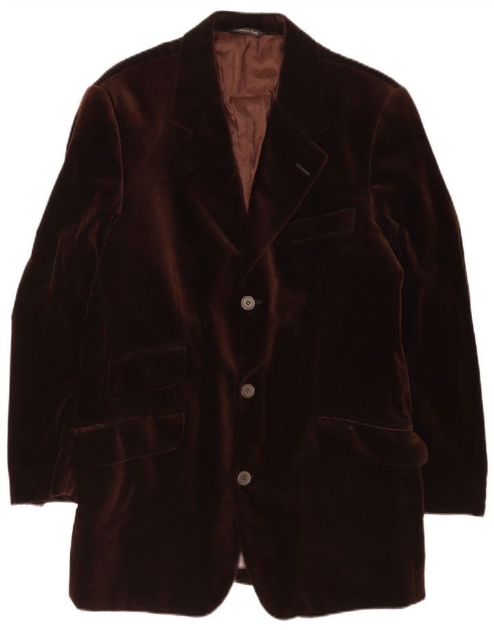 Vintage Herren-Blazer aus Samt mit 3 Knöpfen, IT 46, kleiner brauner Baumwoll-Klassiker