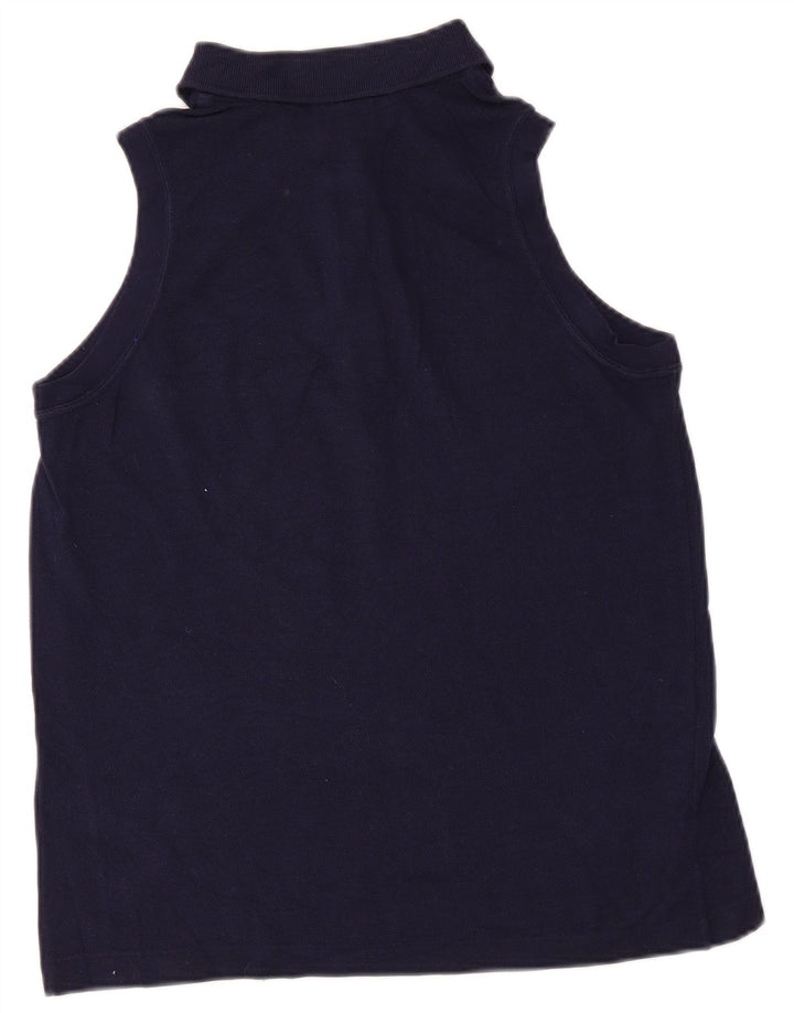 Ärmelloses Lacoste-Poloshirt für Damen, Größe 40, mittelmarineblaue Baumwolle