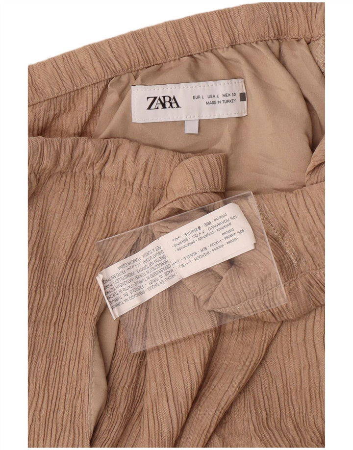 ZARA Damen Trainingshose UK 16 Large Beige Viskose