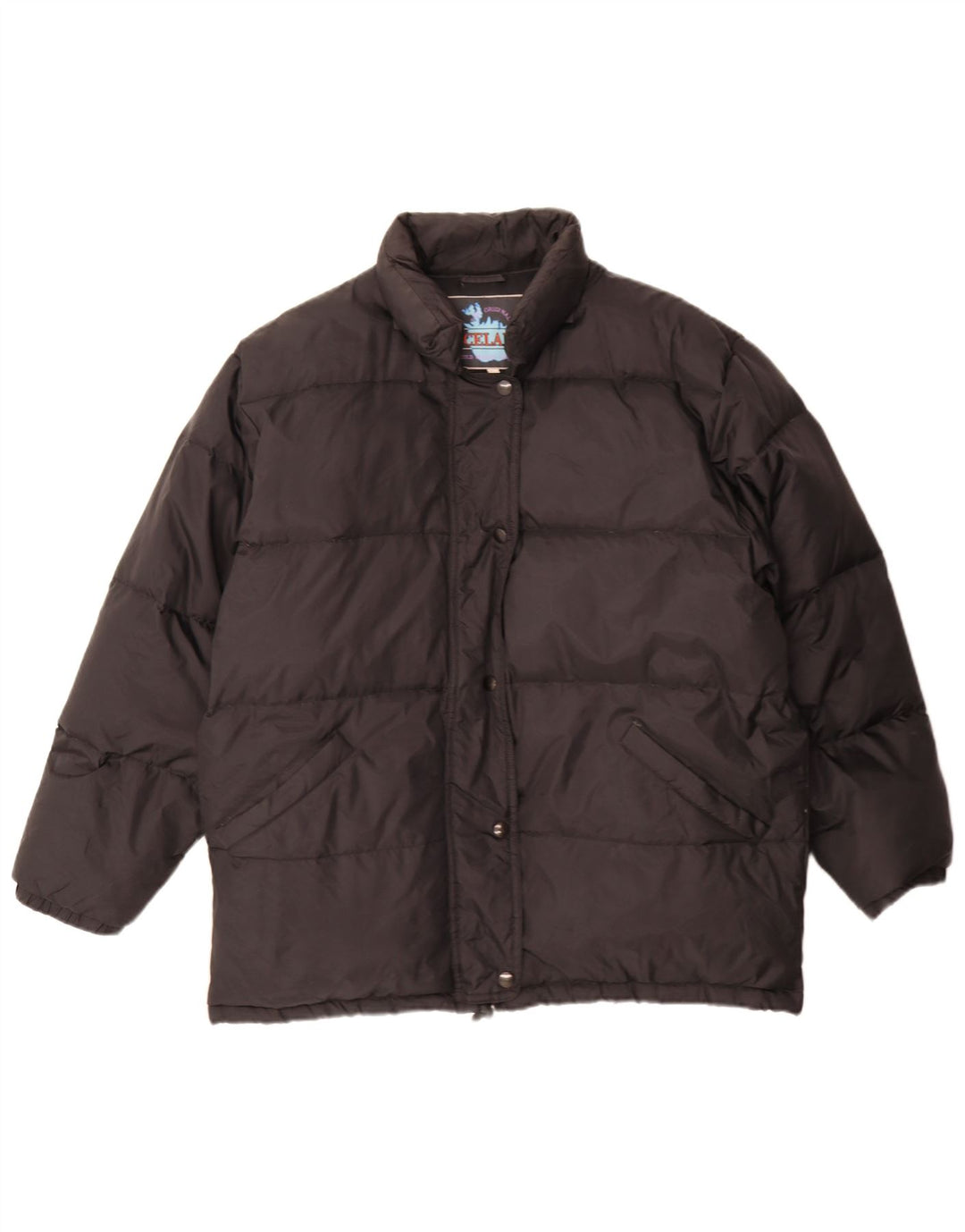 Island Damen Übergroße gepolsterte Jacke UK 16 Large Schwarzes Nylon