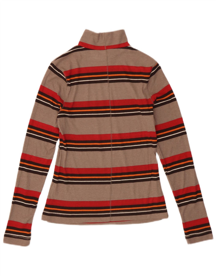 Next Damen-Top, langärmlig, UK 12, mittelbeige, gestreift, Baumwolle