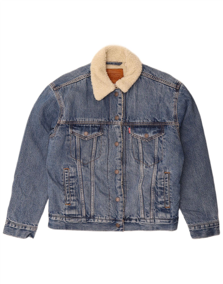 Levi's Damen-Oversize-Denim-Sherpa-Jacke, UK 10, Größe S, Blau, Baumwolle