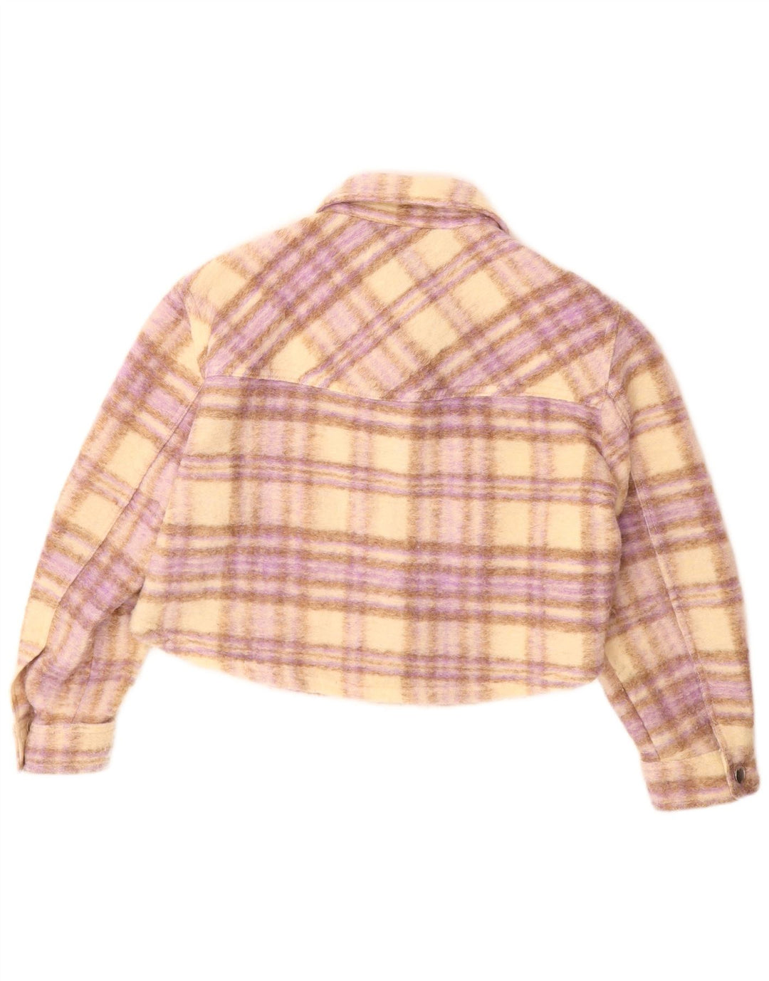 ZARA Damen Übergroße Crop Bomberjacke UK 10 Small Beige Check Polyester