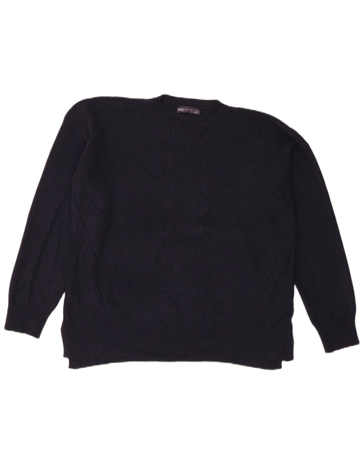Marks & Spencer Herren-Pullover mit Rundhalsausschnitt, groß, marineblaue Viskose