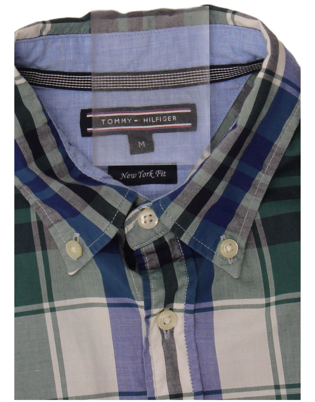 TOMMY HILFIGER Mens New York Fit Shirt Medium Green Check