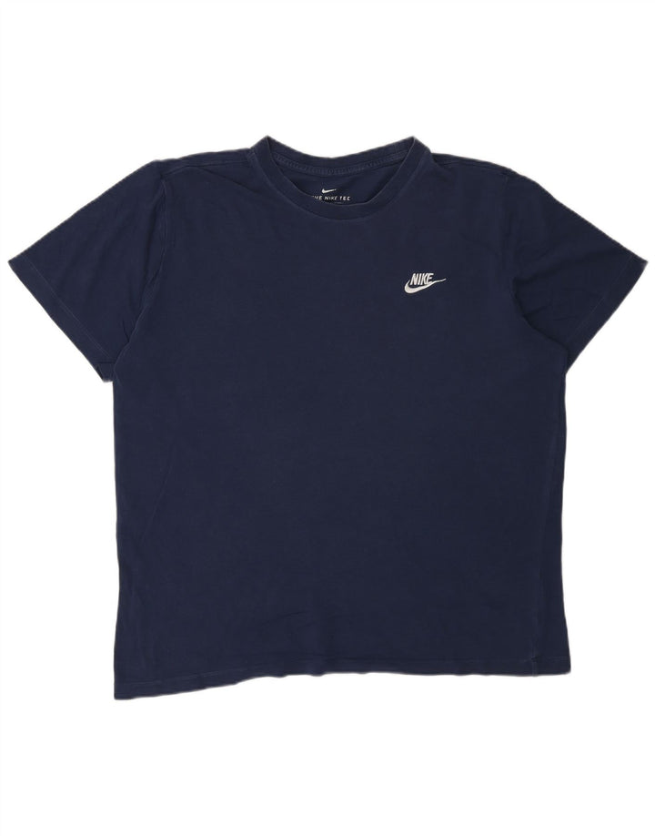 Nike Herren T-Shirt Top Large Marineblau Baumwolle