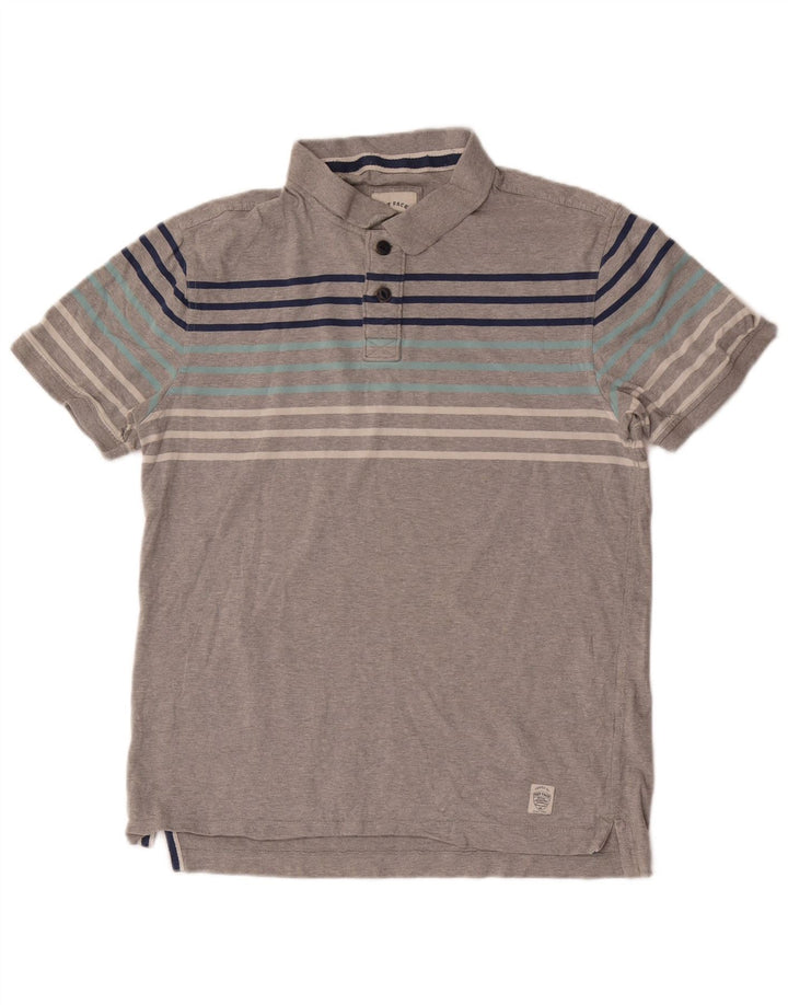 Fat Face Herren-Poloshirt aus mittelgrauer, gestreifter Baumwolle