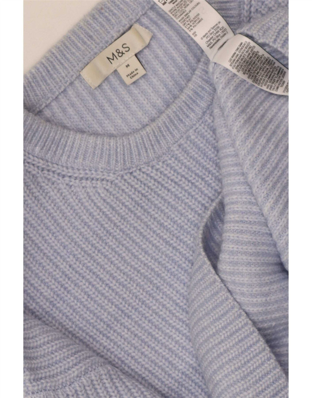 Marks & Spencer Damen-Pullover mit Rundhalsausschnitt, UK 14, Mittelblau, Polyester