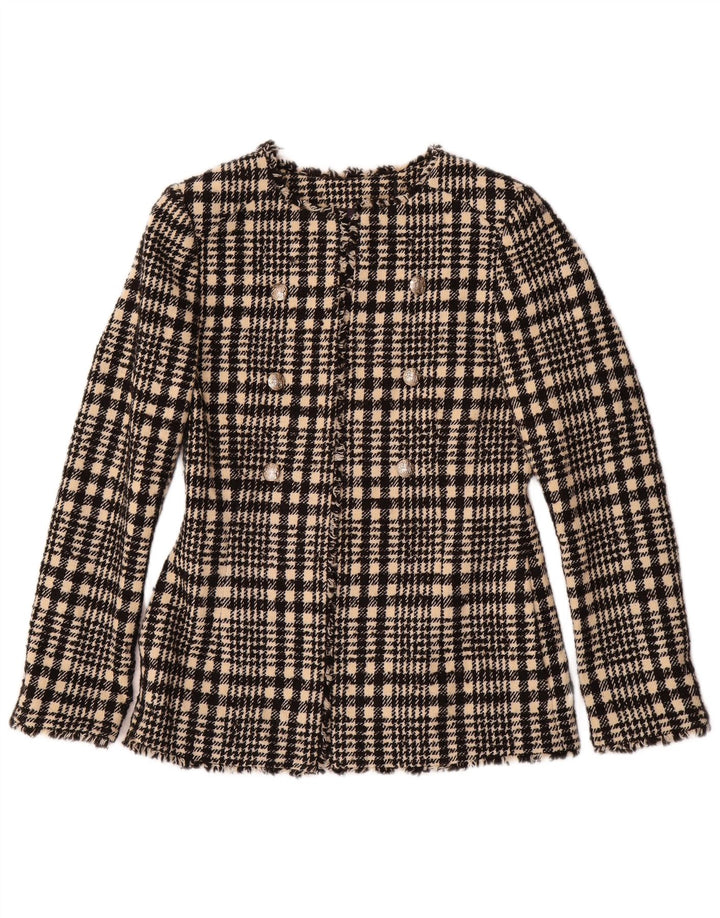 Marks & Spencer Damen Blazer Jacke UK 6 XS Schwarz kariertes Polyester