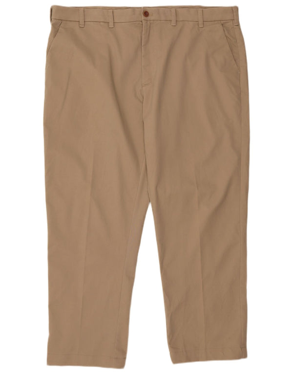 IZOD Mens Straight Chino Trousers W46 L32 Beige Cotton