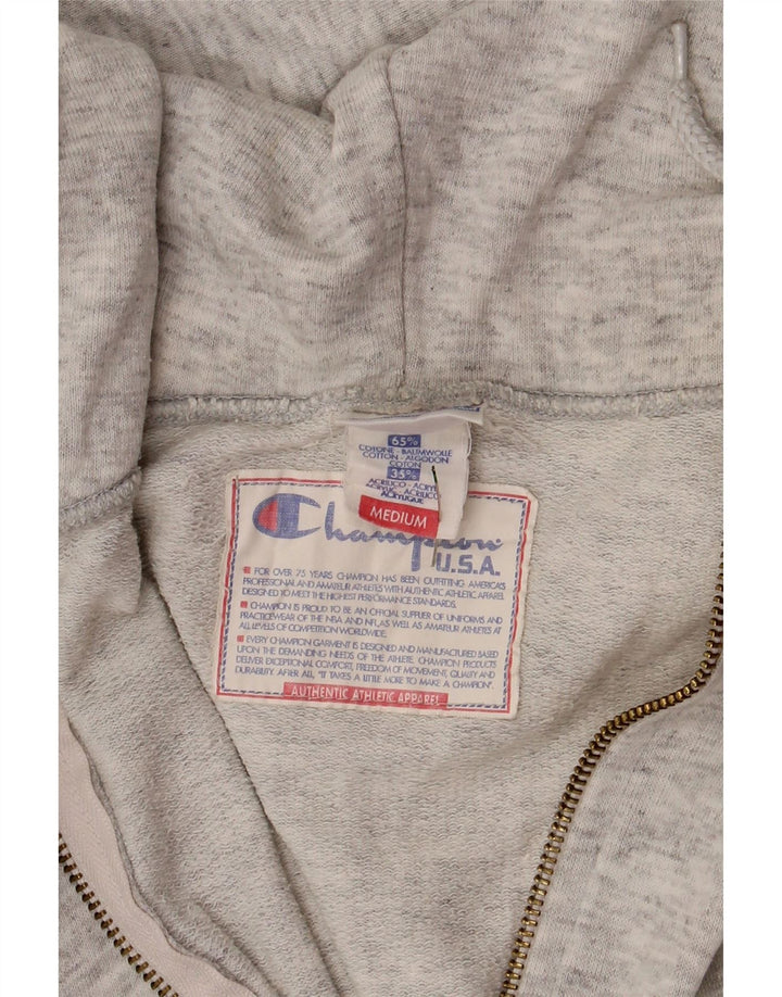 CHAMPION Damen Crop Zip Hoodie Pullover UK 14 Mittelgrau meliert