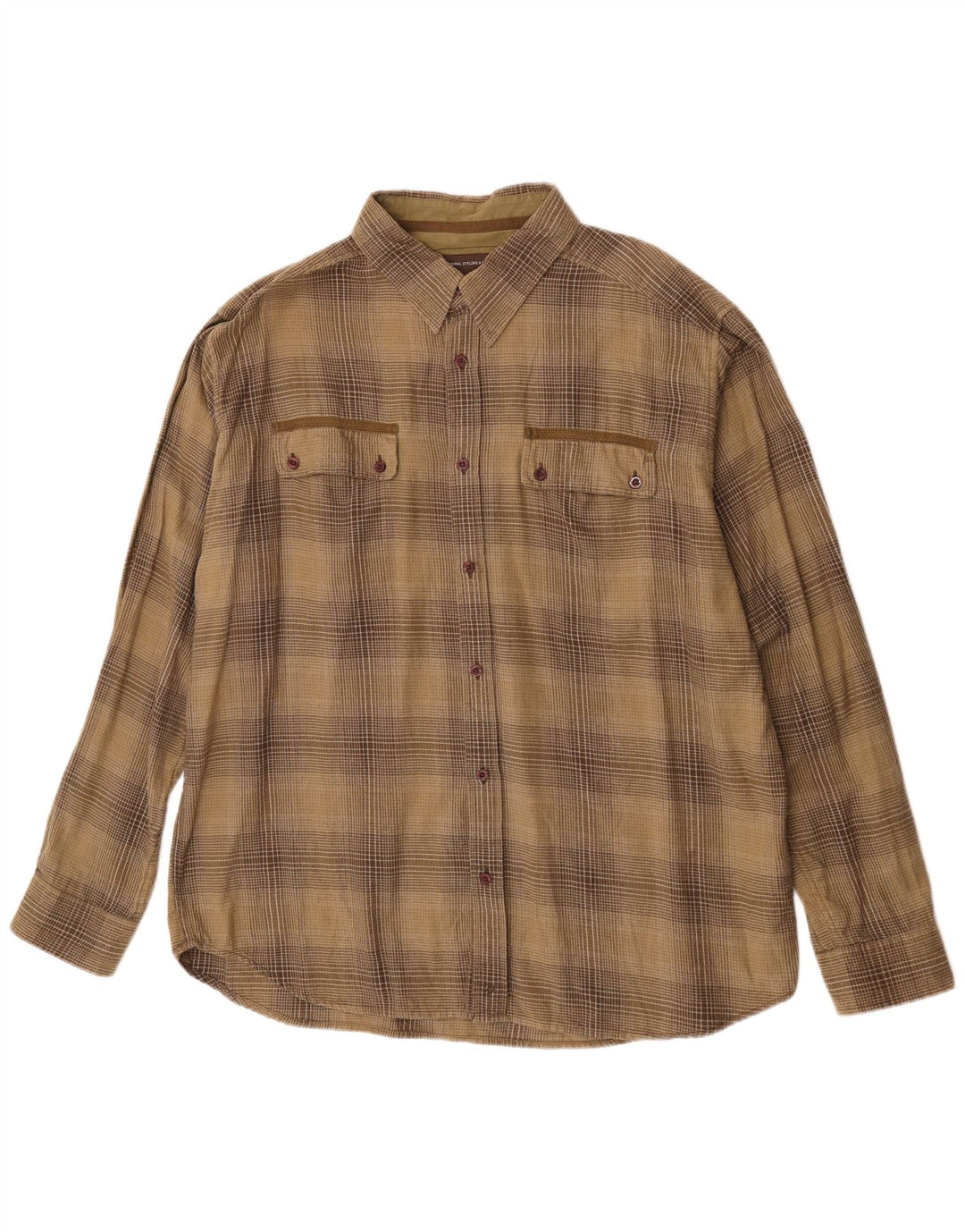 Wrangler Herren Flanellhemd 2XL Khaki Karo Baumwolle