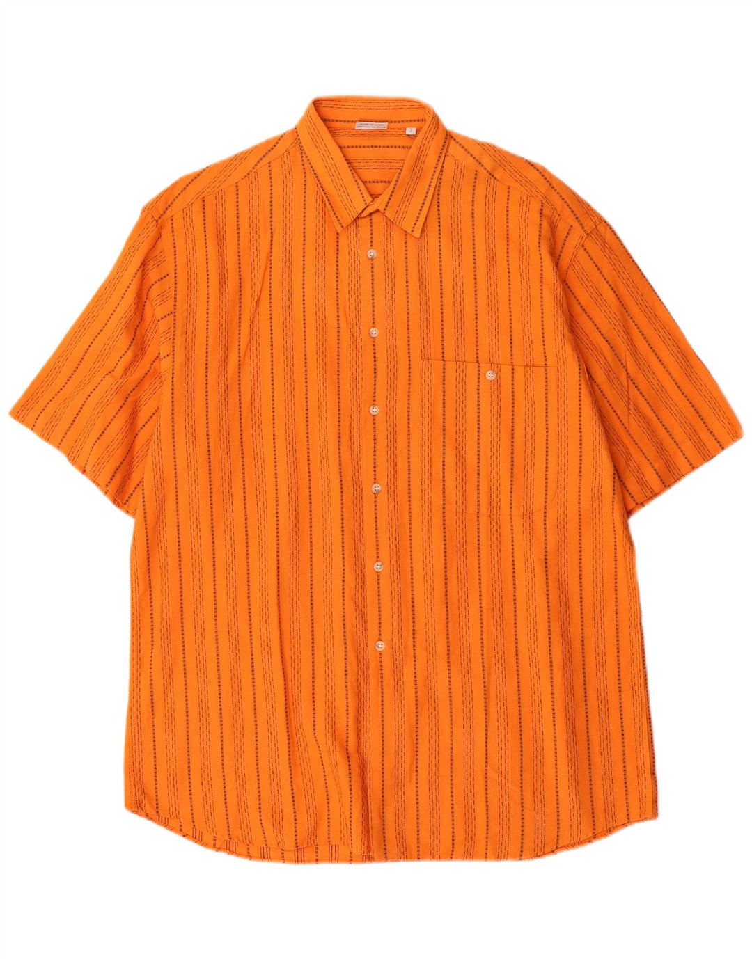 Vintage Herren Kurzarmhemd Mittelorange gestreift aus Baumwolle