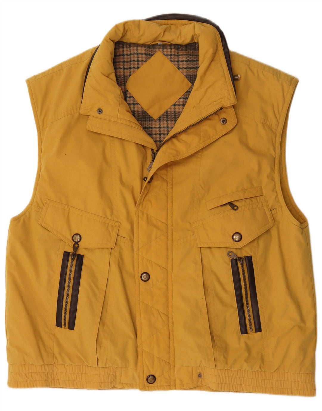 Vintage Herren Utility Gilet UK 42 XL Gelb Polyester