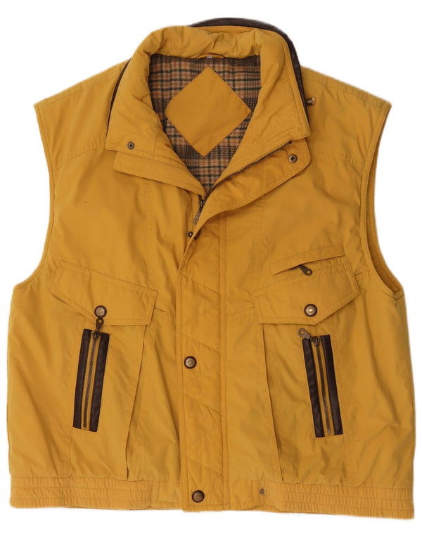 Vintage Herren Utility Gilet UK 42 XL Gelb Polyester