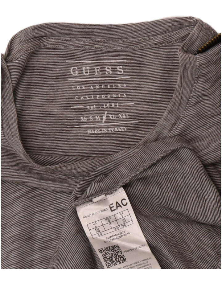 Guess Herren-T-Shirt-Oberteil, großes, grau meliertes Polyester