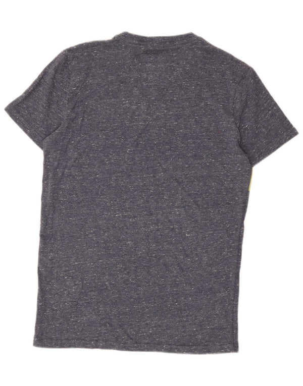 Superdry Herren Grafik-T-Shirt-Oberteil, klein, blau gefleckte Baumwolle