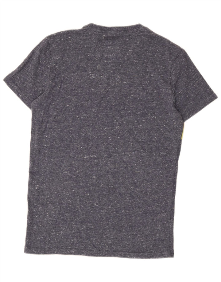 Superdry Herren Grafik-T-Shirt-Oberteil, klein, blau gefleckte Baumwolle