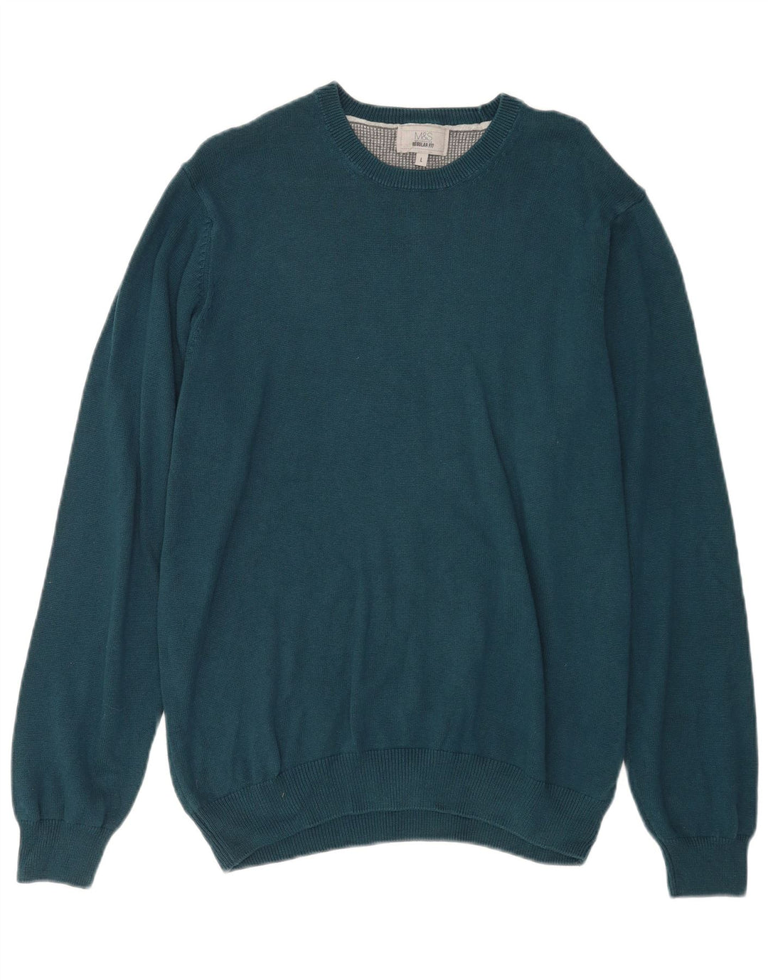 Marks & Spencer Herren-Pullover mit Rundhalsausschnitt, reguläre Passform, groß, aus blauer Baumwolle