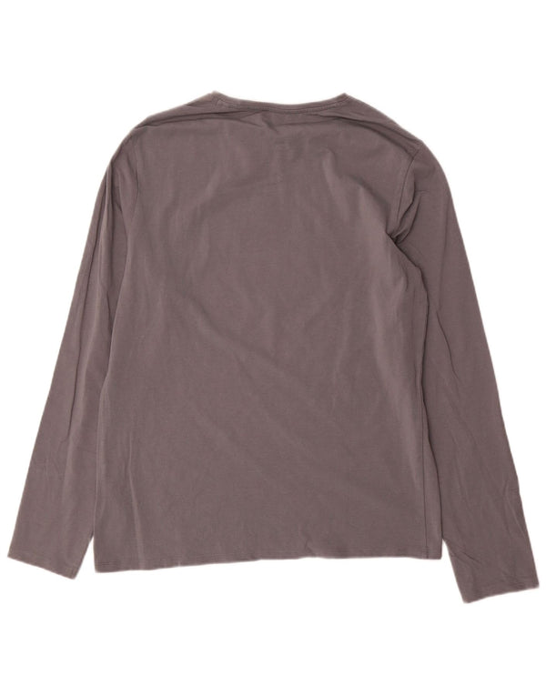 Guess Herren-Grafik-Oberteil, langärmelig, UK 40, mittelgraue Baumwolle