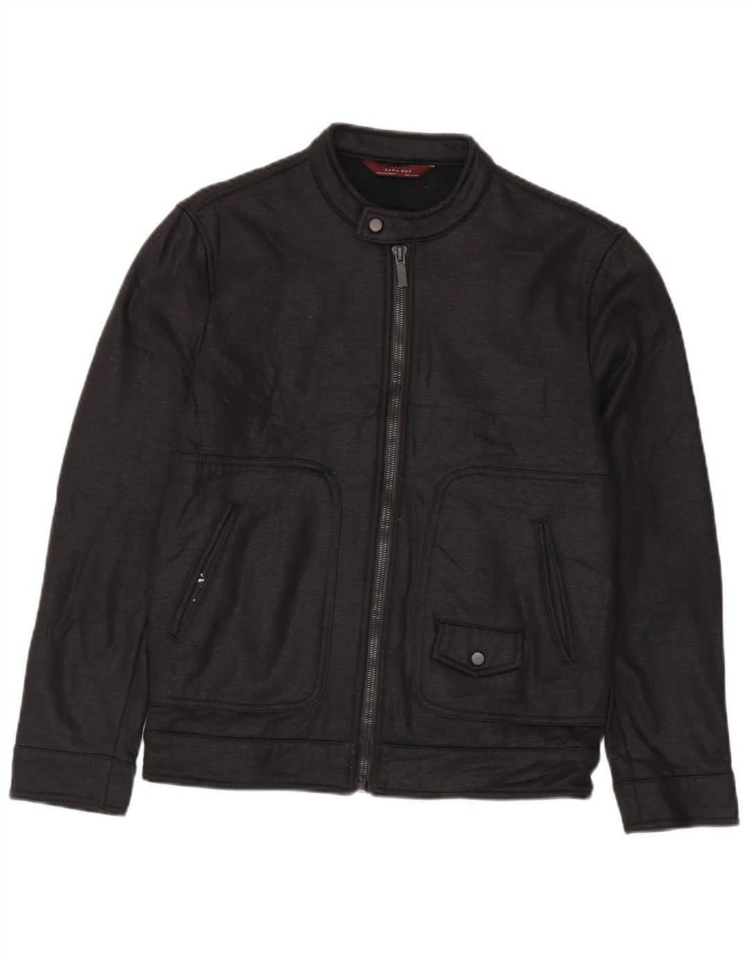 Zara Herren Bomberjacke UK 38 Medium Schwarz Polyester
