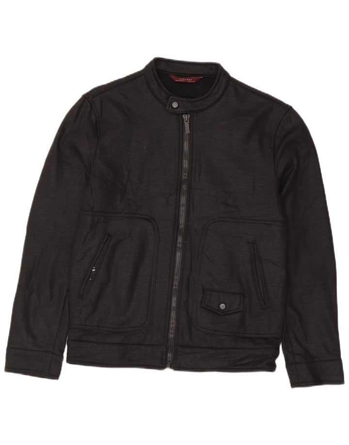 Zara Herren Bomberjacke UK 38 Medium Schwarz Polyester
