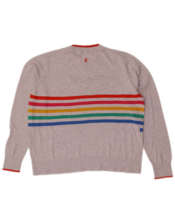 Joules Damen-Pullover mit Rundhalsausschnitt, Gr. 16, groß, grau gestreift, Baumwolle