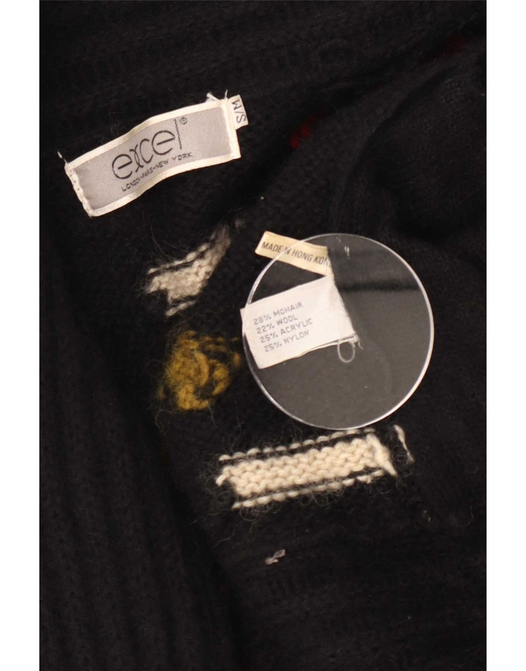 Excel Langer Damen-Cardigan mit abstraktem Muster, Gr. 10, Größe S, Schwarz