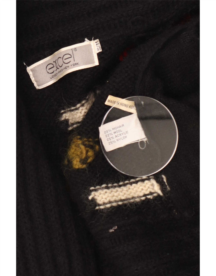 Excel Langer Damen-Cardigan mit abstraktem Muster, Gr. 10, Größe S, Schwarz