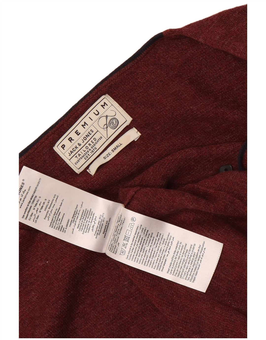 JACK & JONES Herren-Pullover mit V-Ausschnitt, Größe S, kastanienbraune Baumwolle