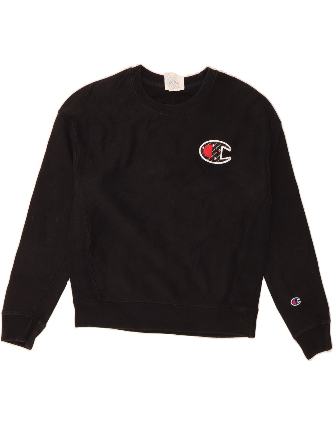 CHAMPION Womens Sweatshirt Jumper UK 14 Medium Black Cotton Vintage Champion and Second-Hand Champion from Messina Hembry 