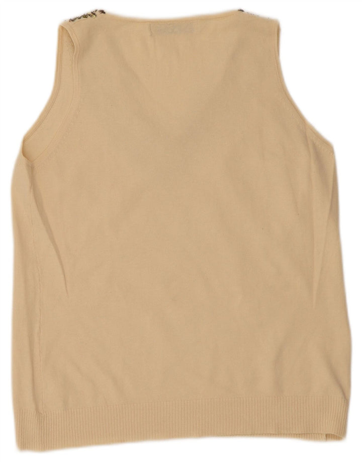 Zara Damen Weste Top UK 14 Large Beige Ramie