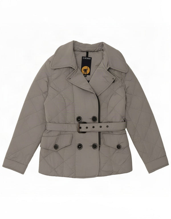 Ciesse Piumini Damen Zweireihige Wattierte Jacke IT 42 Medium Silber