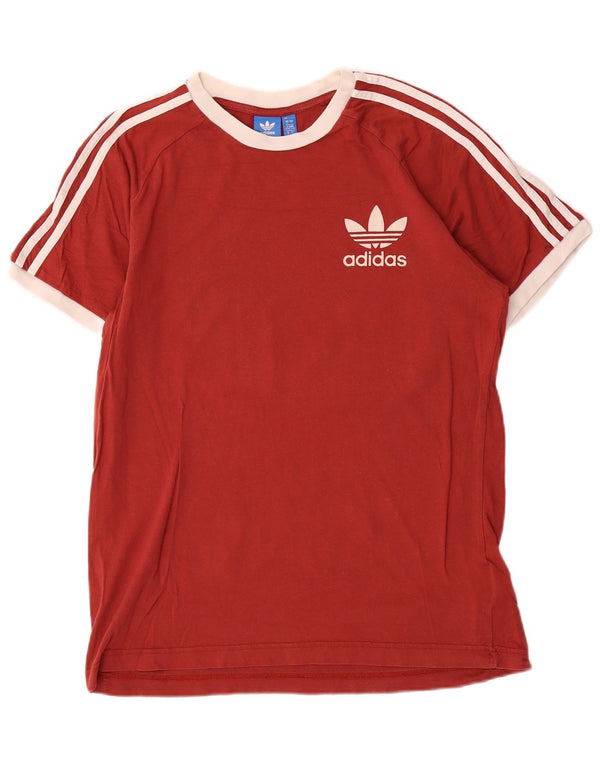 Adidas Mens Graphic T-Shirt Top Large Red Colourblock Cotton
