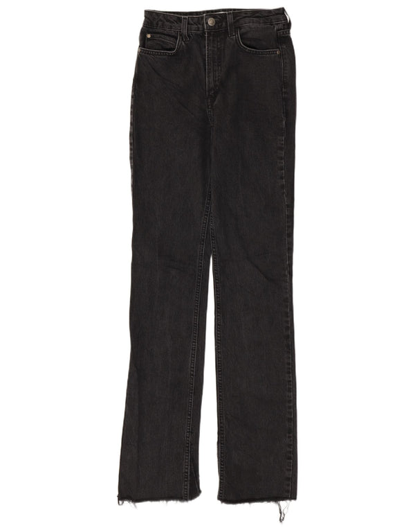 Zara Damen-Jeans mit hoher Taille, gerade, EU 34, 2XS, W24, L34, graue Baumwolle