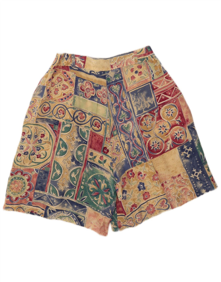 Vintage Damen Chino-Shorts mit Pegged, W28, mittelgroß, mehrfarbig, Patchwork-Seide