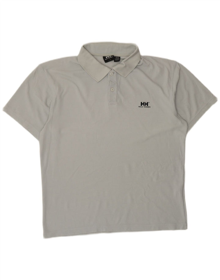 HELLY HANSEN Mens Polo Shirt Large Grey Nylon