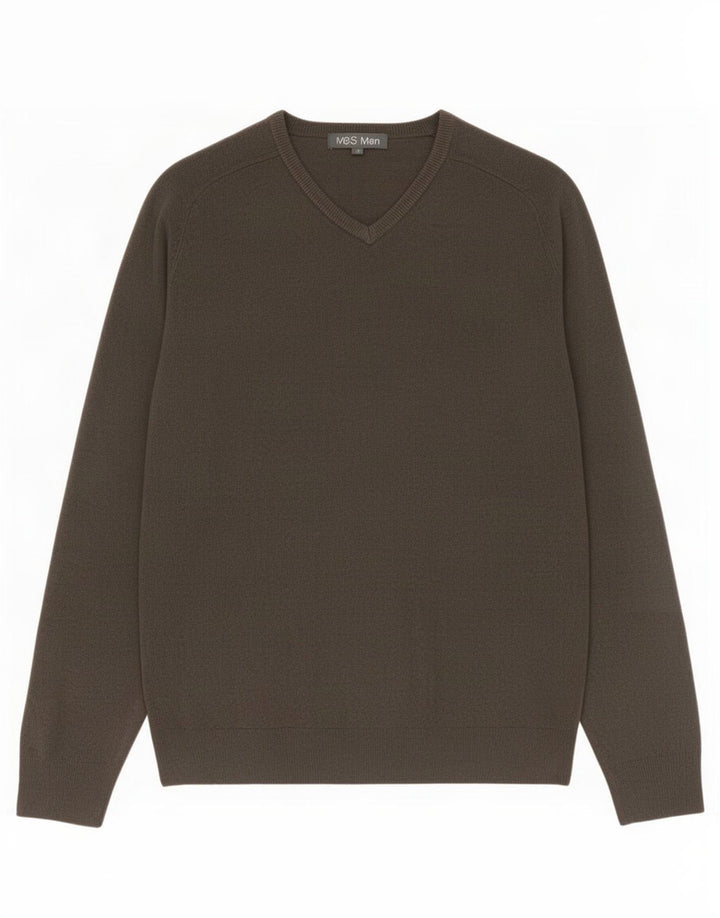 Marks & Spencer Herren-Pullover mit V-Ausschnitt, mittelgraues Acryl