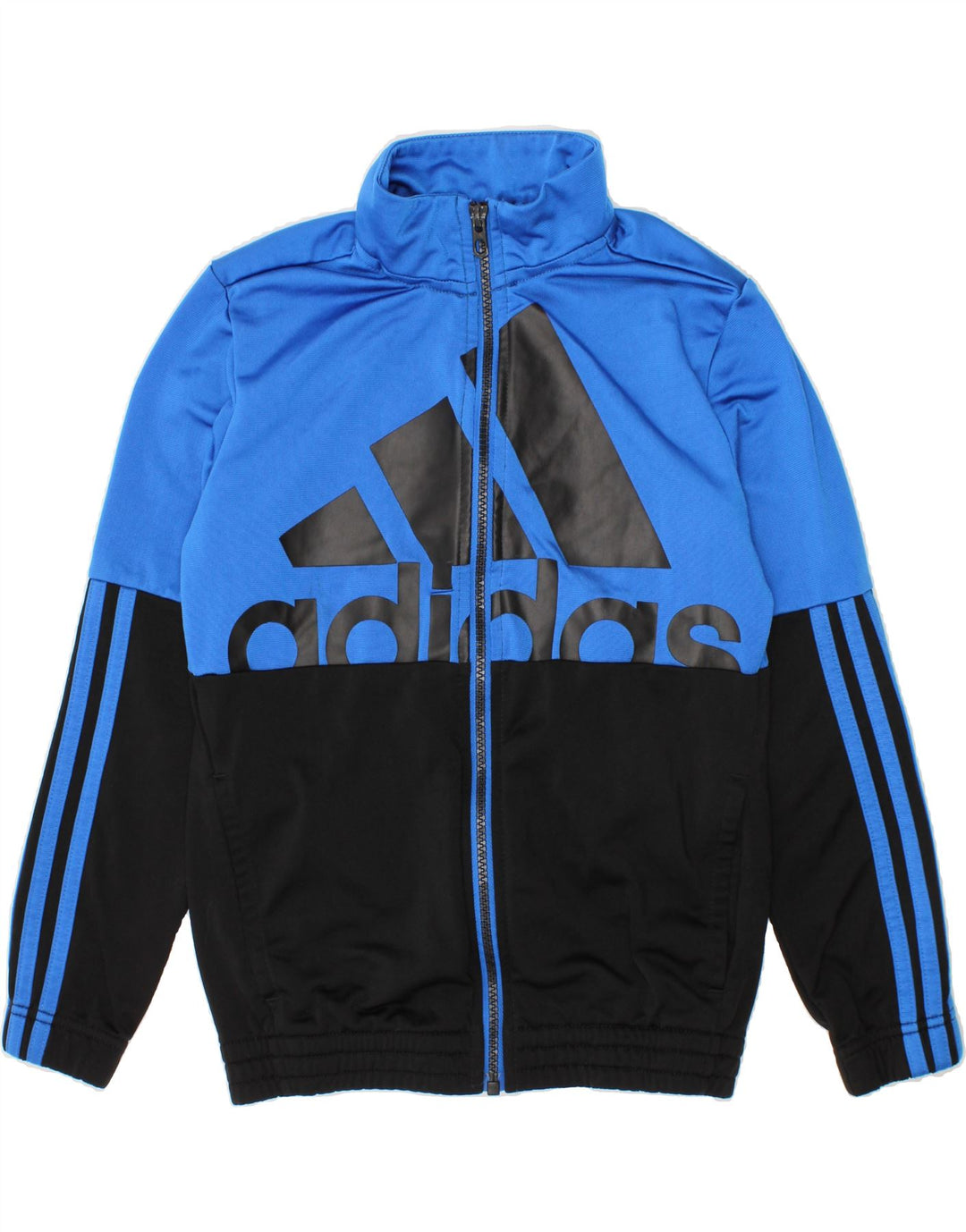 ADIDAS Boys Graphic Tracksuit Top Jacket 9-10 Years Blue Colourblock Vintage Adidas and Second-Hand Adidas from Messina Hembry 