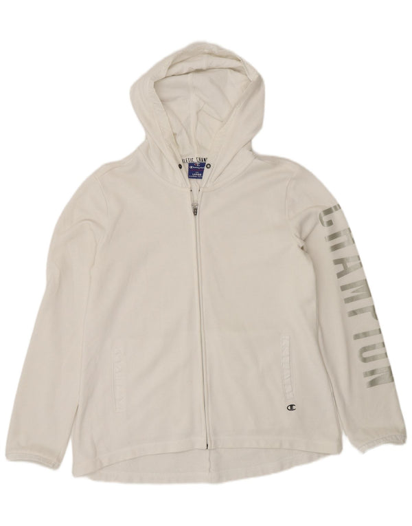 Champion Damen-Kapuzenpullover mit grafischem Reißverschluss, UK 16, Größe L, Weiß