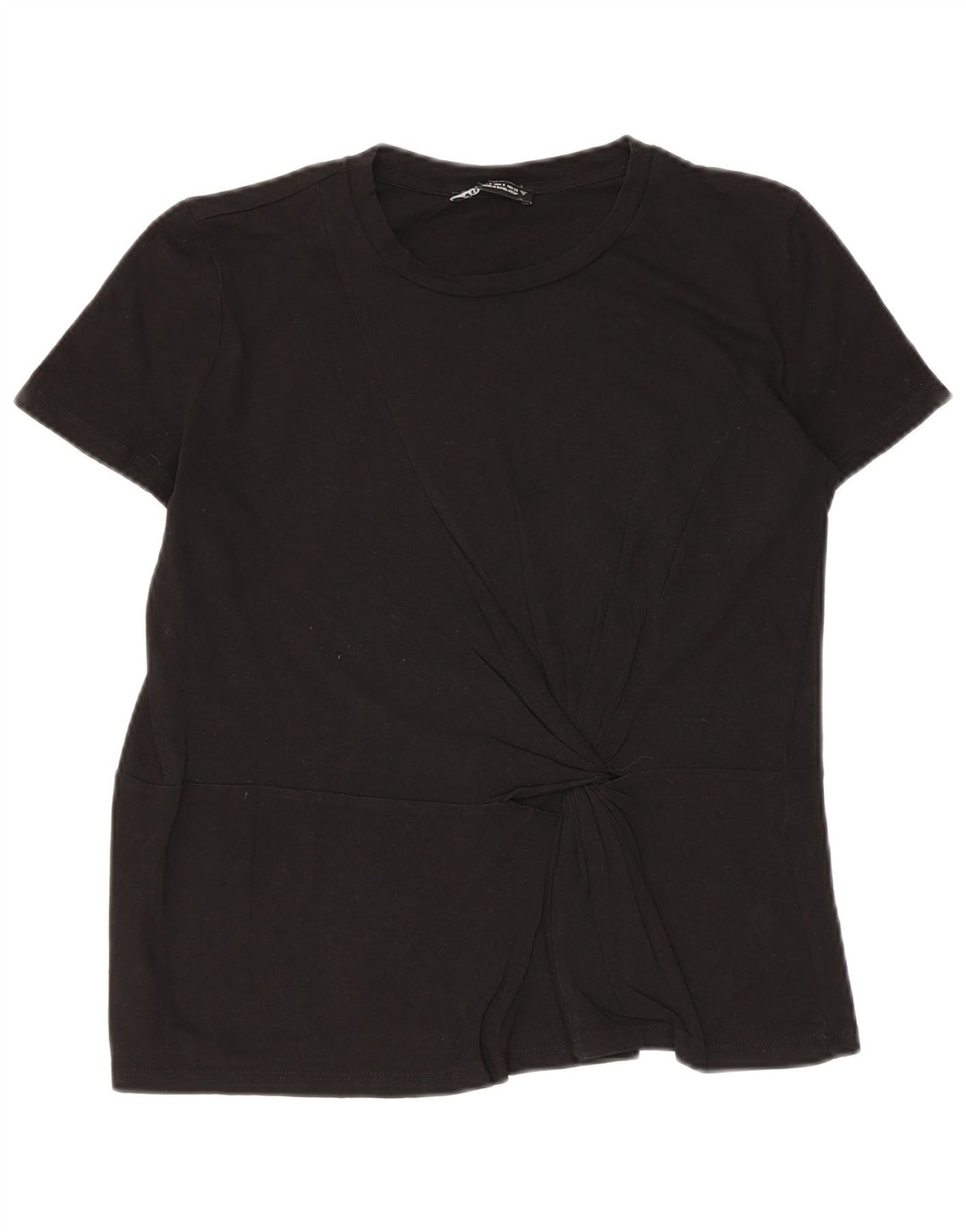Zara Womens Blouse Top UK 10 Small Black Cotton
