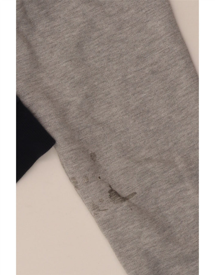 Fat Face Herren-Kapuzenpullover mit Knopfkragen, mittelgraue Blockfarben-Baumwolle
